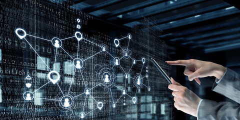 Social networking connection. Mixed media