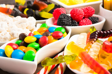 Closeup view of colorful candies
