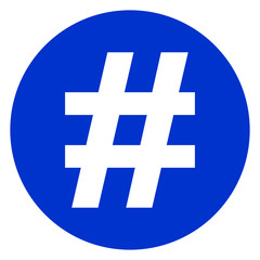hashtag circle blue icon