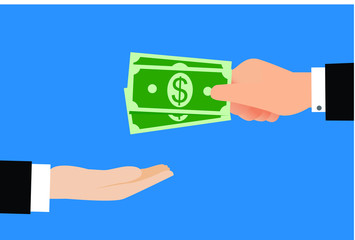 Businessman hand give some money to another hand