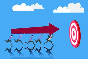Hit the target. team work business illustration.