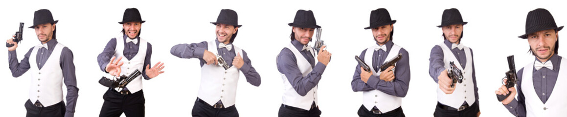 Man with gun isolated on the white