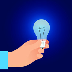 Hand holding lightbulb. idea concept illustation