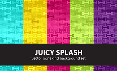 Bone pattern set Juicy Splash. Vector seamless backgrounds