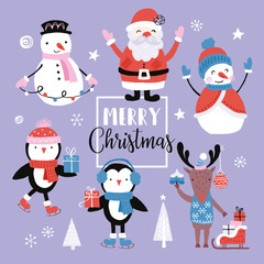 Holiday and Christmas hand drawing elements set