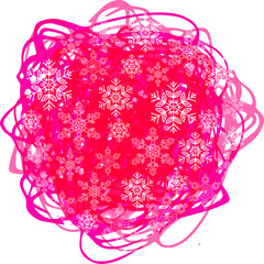 Christmas card with snowflakes on a pink spot. Vector illustration.