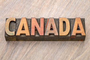 Canada - word abstract in wood type