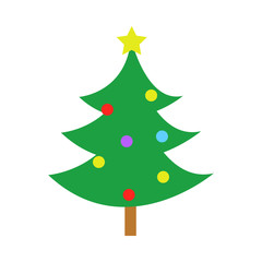 Christmas Pine Tree With Star & Balls