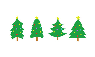 Simple Decorated Christmas Tree Vector Graphic Set