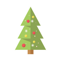 Simple Decorated Cartoon Christmas Pine Tree