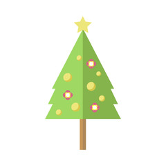 Tall Decorated Cartoon Christmas Pine Tree