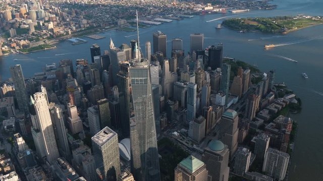 Aerial shot of Manhattan New York City USA