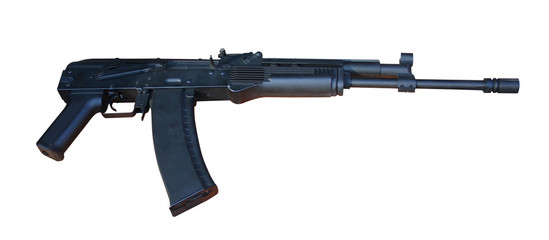 Gun assault rifle isolated. Automatic weapon gun isolated on white background. With clipping path
