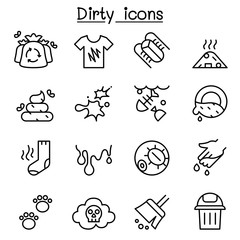 Dirty icon set in thin line style