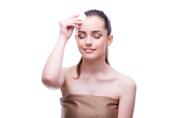 Fototapeta premium Woman in beauty concept applying make up using cosmetics