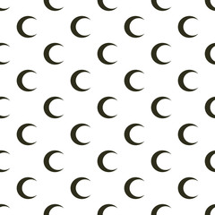 Moon geometric seamless pattern. Nature flat icon symbol in black color on white background.