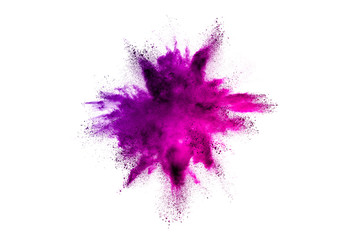 Explosion of colored powder on white background