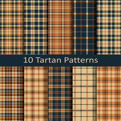 set of ten seamless vector square colorful scottish tartan patterns.design for covers, textile, packaging, christmas - 177594418
