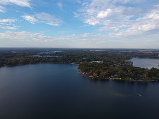 Aerial View of Sister Lakes in Southwest Michigan