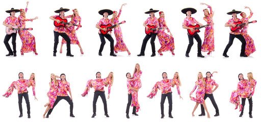 Spanish pair playing guitar and dancing