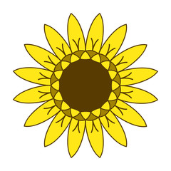 Fototapeta premium Sunflower vector abstract illustration, gardening logo symbol, icon flat style design