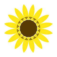 Sunflower vector abstract illustration, gardening logo symbol, icon flat style design