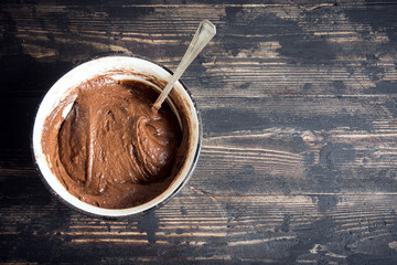 brownie or chocolate cake raw dough