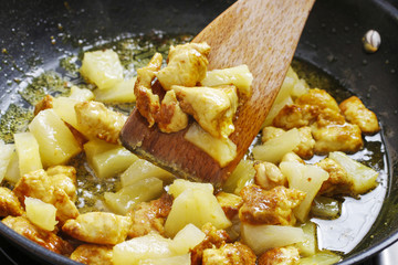 Roasted chicken with herbs and pineapple