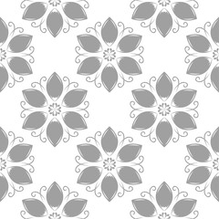 White and gray floral seamless pattern