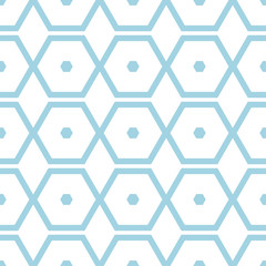 Geometric ornament. White and blue seamless pattern