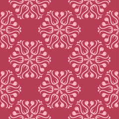 Red floral seamless background. Ornamental pattern