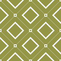 Olive green and white geometric print. Seamless pattern