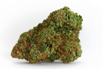 Close up of prescription medical marijuana strain hybrid Crazy Glue isolated on background