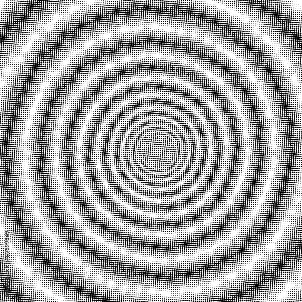Poster psychedelic spiral halftone effect, radial rays,vector twirl, twisted comic effect, vortex pop art b