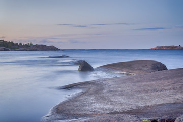 Long exposure of sea and rocks