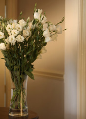 White Rose Bouquet in Clear Vase 