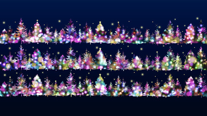 Fototapeta na wymiar 輝くイルミネーション、夜のクリスマスツリー