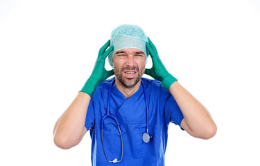 young doctor with headaches