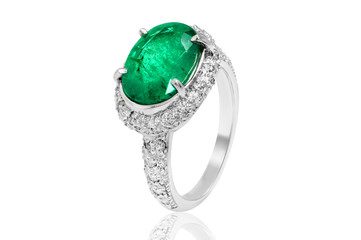 ring with emerald and  diamonds , jewelry with gemstone