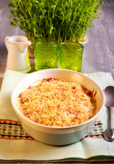 Cauliflower cheese in a tin