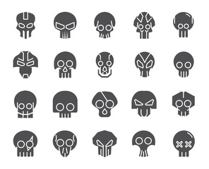 Thin line skull and Hero icon set