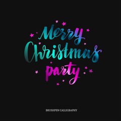 Merry Christmas party. Vector Modern Brushpen Calligraphy, Lettering
