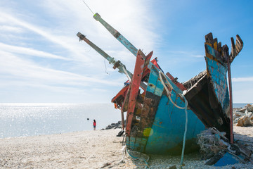 Damage fisherman boat