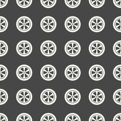 Car wheel vector illustration on a seamless pattern background