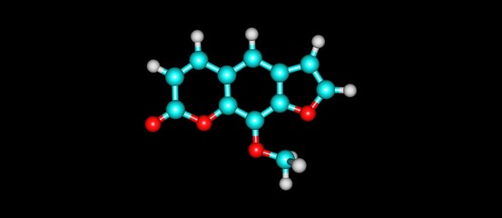 Methoxsalen molecular structure isolated on black