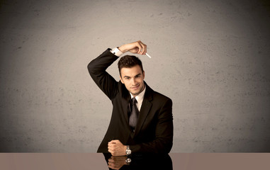 Elegant person drawing in empty space