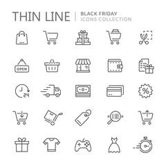 Collection of shopping thin line icons