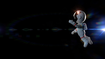 white cartoon astronaut character weightless in space © dottedyeti