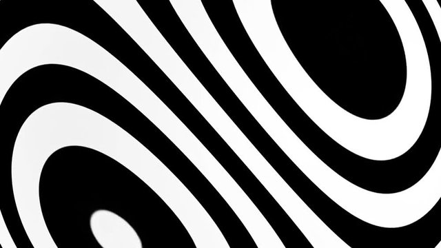 abstract background with black and white elements. Seamless loop hypnotic backdrop. 3d rendering
