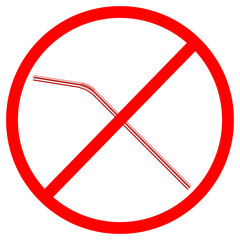 Obraz premium vector illustration sign of the refusal of disposable plastic drinking straws isolated on white background